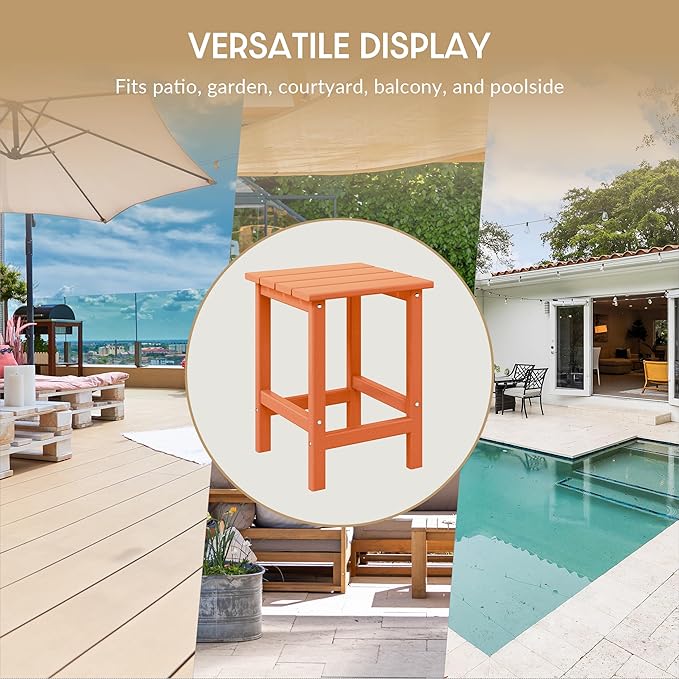 WestinTrends Malibu 2-Pieces Adirondack Chair Set with Side Table, All Weather Outdoor Seating Plastic Patio Lawn Chair Folding for Outside Porch Deck Backyard, Orange