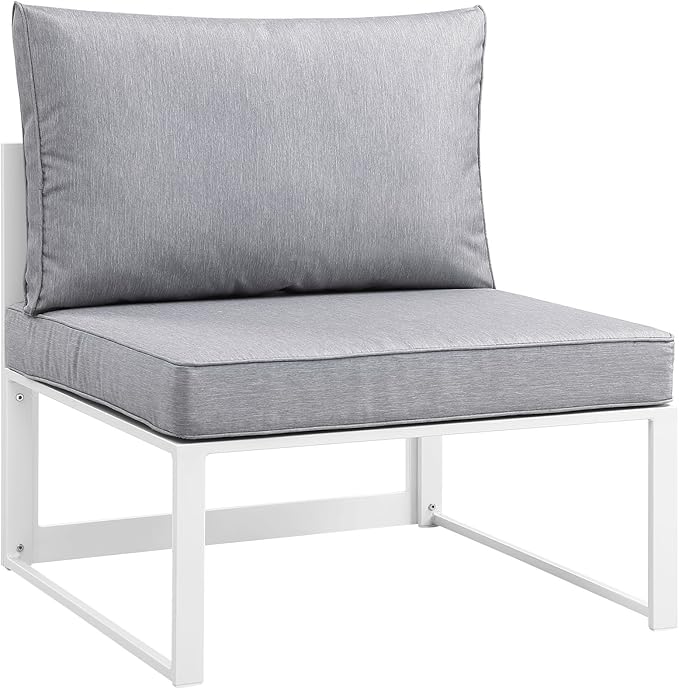 Modway Fortuna Aluminum Outdoor Patio Armless Chair in White Gray