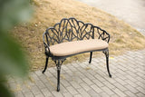 Tulip Patio Garden Bench Metal Park Bench Cast Aluminum Outdoor Furniture with Floral Rose for Patio, Park, Lawn - Photo 6
