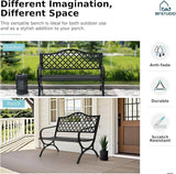 MFSTUDIO Outdoor Metal Bench Set of 2, 50" Black Outdoor Metal Garden Bench with Arch Legs - Photo 6