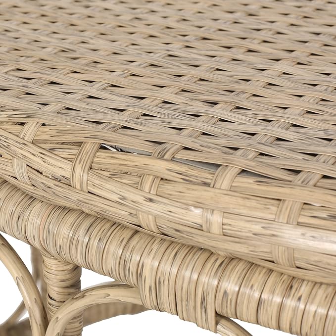 Boho Round Coffee Table - Circular Rattan Patio Coffee Tables, All-Weather and Rust Resistant - Photo 4