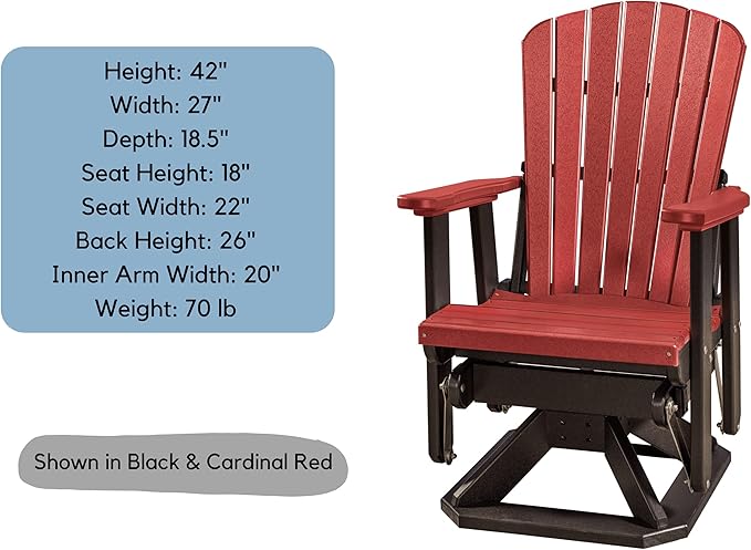 DutchCrafters Slat Fan Back Poly Adirondack Swivel Glider Outdoor Patio Chair (Black & Aruba Blue)
