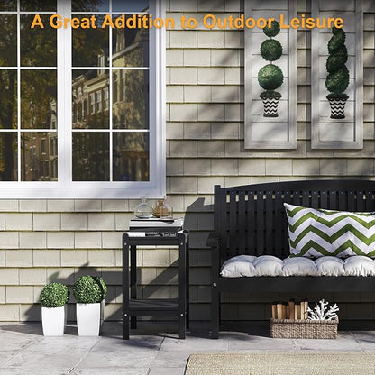 Outdoor Side Table, 26-Inch Tall Adirondack Patio Side Table, All-Weather HDPE Outdoor End Table for Porch Deck Balcony Pool, Easy Maintenance, Black