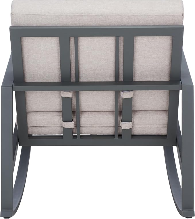 SAFAVIEH Outdoor Collection Cantor Grey/Light Grey Cushion Rocking Chair