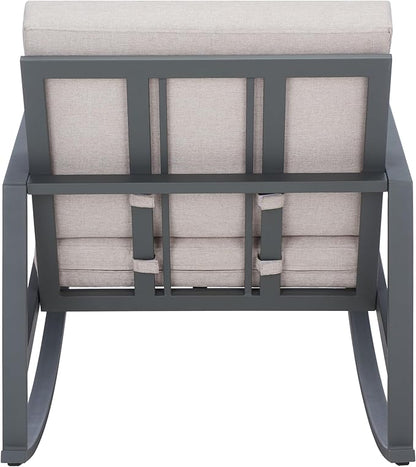 SAFAVIEH Outdoor Collection Cantor Grey/Light Grey Cushion Rocking Chair