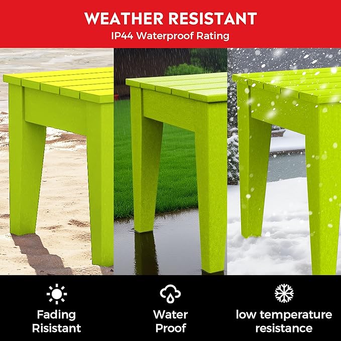 Costaelm Small Outdoor Side Table, Patio End Table Weather Resistant Outdoor Coffee Table, Square Conversation Table for Indoor, Porch, Balcony, Garden, Poolside, Deck, Lime