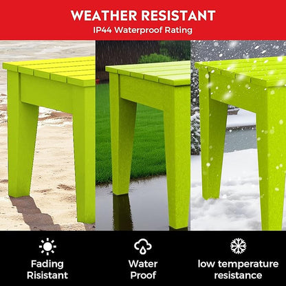 Costaelm Small Outdoor Side Table, Patio End Table Weather Resistant Outdoor Coffee Table, Square Conversation Table for Indoor, Porch, Balcony, Garden, Poolside, Deck, Lime