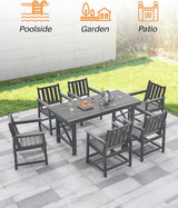 HDPE Patio Dining Set, 5-Piece Outdoor Table and Chairs with Umbrella Hole, Modern Outdoor Dining Set for 4 - Photo 6