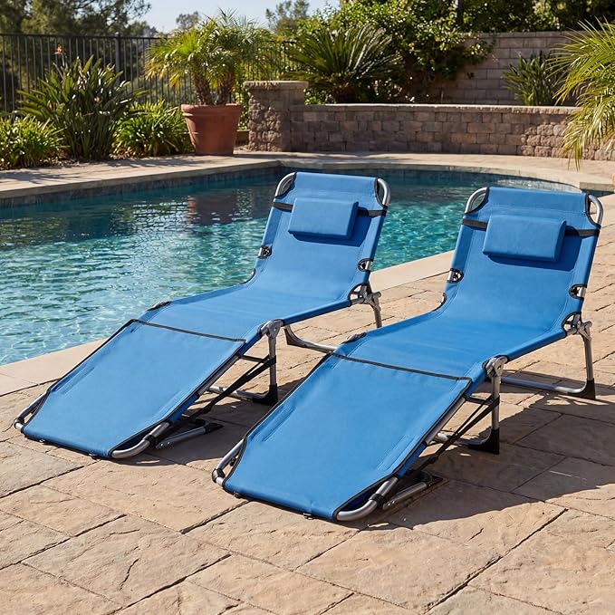 Goplus Tanning Chair with Face Arm Holes, Portable Sunbathing Chair w/4-Level Backrest, Head Pillow - Photo 8