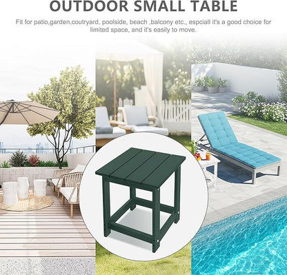 LZRS Adirondack Square Outdoor Side Table for Patio, Pool Composite Patio Table,HDPE End Tables for Backyard,Pool, Indoor Companion, Easy Maintenance & Weather Resistant(Dark Green)