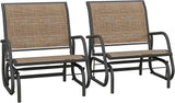 Outsunny Porch Glider Set of 2, Metal Frame Swing Glider Chair with Breathable Mesh Fabric - Photo 1