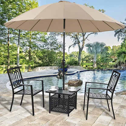 PHI VILLA Outdoor Patio Umbrella Side Table Base Stand with 1.57" Umbrella Hole for Garden,Pool Deck - Black