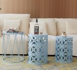 HFHOME Set of 3 Metal Outdoor Side Table, Nesting Round Coffee Table for Indoor Outdoor - Photo 6