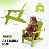 LOUNZY Folding Adirondack Chair Set of 4, Lime - Photo 3