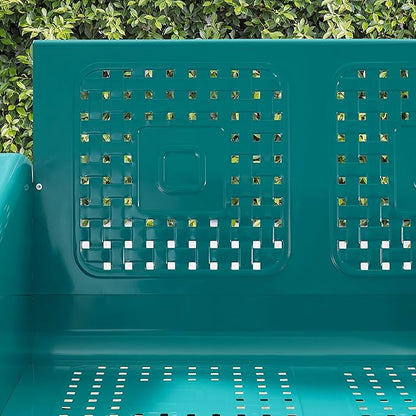 Crosley Furniture Bates Retro Metal Outdoor Loveseat Glider, 2-Person Rocking Patio Bench for Porch, Deck, Turquoise Gloss