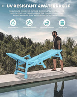 SERWALL Patio Chaise Lounge Chair, 78'' Long HDPE 5 Positions Adjustable Outdoor Lounger - Photo 7