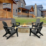 FUNBERRY Folding Adirondack Chair Set of 4, All Weather HDPE Fire Pit Chairs with Cup Holder for Outdoor - Photo 5