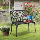 VINGLI 38" Outdoor Metal Bench, Cast Aluminium Garden Bench, Weatherproof Antique Finish Orchid Chair - Photo 7