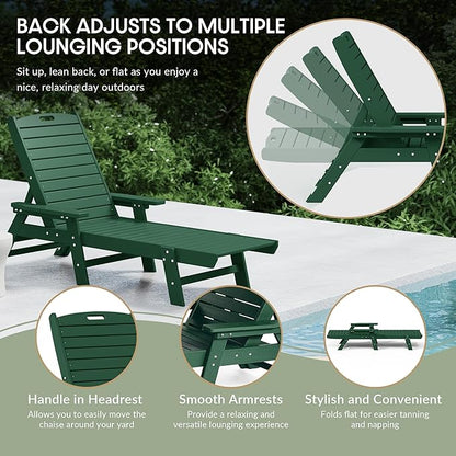 WestinTrends Malibu Poly Reclining Chaise Lounge (Set of 2) Dark Green