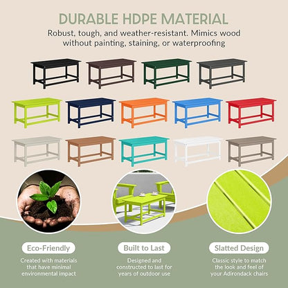 WestinTrends Malibu Outdoor Coffee Table, 35" x 17.5" All Weather Poly Lumber Patio Adirondack Coffee Table for Garden Lawn Porch Balcony, Lime