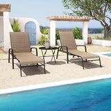 Devoko Patio Chaise Lounges Sets Outdoor Lounge Chairs with Adjustable Backrest & Sturdy Glass Top Coffee Table - Photo 1