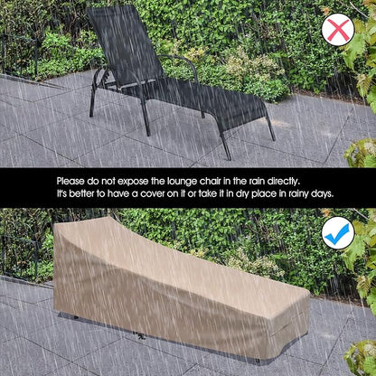 COSTWAY Outdoor Lounge Chairs Set of 2, Patio Chaise Lounge Recliner with Heavy Duty Steel Frame, 5-Position Adjustable Backrest for Deck, Beach, Pool (2, Black)