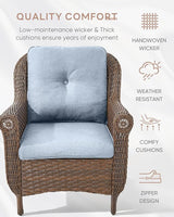 Patio Wicker Chairs Outdoor Furniture Chair - Set of 2 Outside All Weather Lawn Dining Brown Rattan Armchair with High - Photo 4