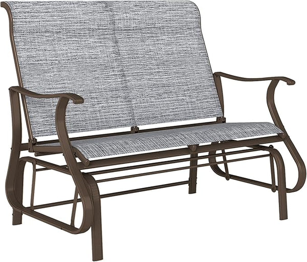 Outsunny 2-Person Outdoor Glider Bench，Patio Glider Loveseat Chair with Powder Coated Steel Frame，2 Seats Porch Rocking - Photo 1
