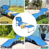 Goplus Tanning Chair, Folding Beach Lounge Chair with Face &Arm Hole, 5-Position Adjustable, Removable Pillow - Photo 8