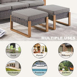 Rilyson Outdoor Ottoman Wicker Patio Footrest - 2 Piece Wicker Footrest Footstools Set with Sturdy Frame - Photo 4