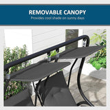 Outsunny Patio Swing Chair with 2 Separate Seats, Outdoor Swing with Removable Canopy and Cup Holders for Porch, Garden - Photo 6