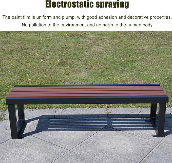 39.3in/47.2in/59 in Outdoor Garden Bench Patio Park Bench, 2-3 Person Porch Benches Solid Wood Slat Leisure Seats, Zinc Alloy Frame Metal Bench with backrest, for Lawn Porch Backyard Furniture