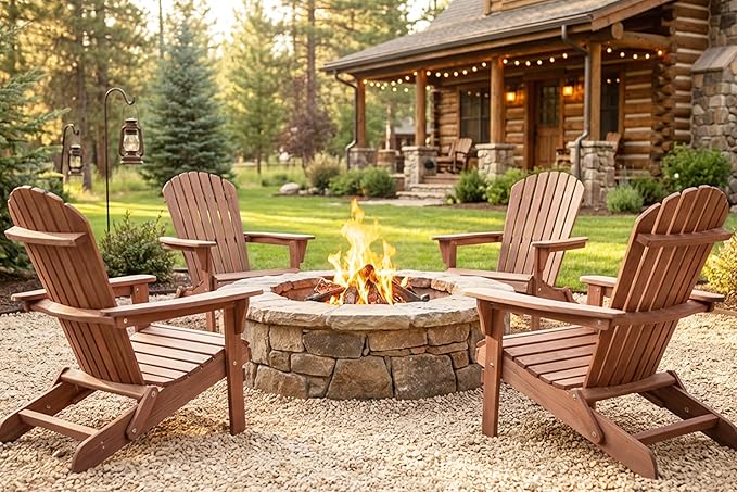 Wooden Folding Adirondack Chair Set of 6 - Photo 2