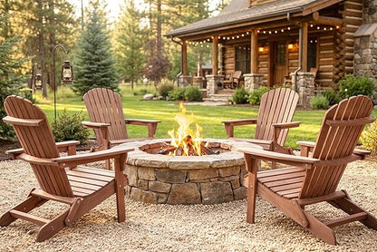 Wooden Folding Adirondack Chair Set of 6, Pre-Assembled BackRest Wood Lounge Chair for Outdoor Patio Garden Lawn Backyard Deck Pool Beach Firepit