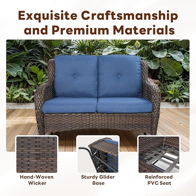 Belord Patio Furniture Set with Fire Pit Table, 8 Piece Wicker Outdoor Furniture Set - Photo 8