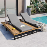 Outdoor Chaise Lounge Chair Set of 2, 5-Position Adjustable Lounge Chair Set with Side Table, Gray - Photo 1
