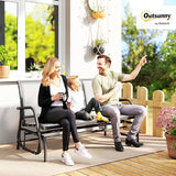 Outsunny 3-Person Patio Glider Bench, Outdoor Porch Glider Swing with 3 Seats, Breathable Mesh Fabric, Metal Frame - Photo 2