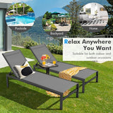 COSTWAY Lounge Chair Outdoor, Aluminum Frame Chaise Lounge with 6-Position Adjustable, Breathable Fabric - Photo 4