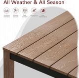 Stoog 7-Piece All-Weather Patio Dining Set, HIPS Dining Table with Cross-Braced Aluminum Frame & Umbrella Hole - Photo 2