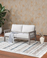 Outdoor Aluminum Loveseat Sofa, 2-Seat Patio Sofa with Thick Cushions, Outdoor Club Sofa Couch - Photo 2