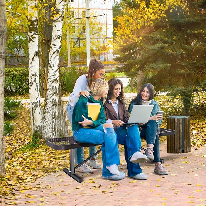 Ceridwen Park Benches for Weatherproof Commercial Outdoor Bench,Metal Frame Park Bench with Expanded Metal Mesh for Garden Bench,Rectangular Outdoor Benches for Outside Garden Lawn Yard Porch