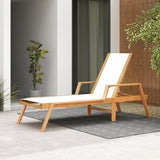 Tangkula Outdoor Wood Chaise Lounge Chair, Patio Sun Lounger with Adjustable Back - Photo 9