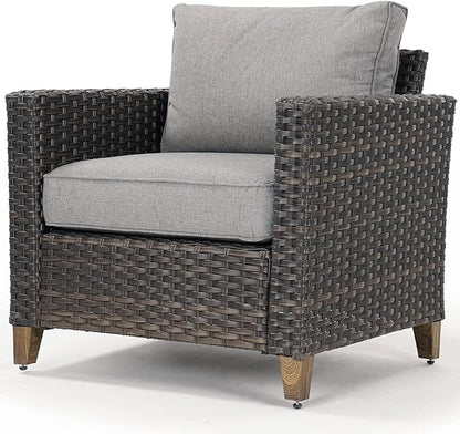 Grand patio Outdoor Rattan Couch Sofa Cushions, Dark Grey Sofa Set for 2 PCS, All Weather Hand Woven Rattan Sofa Patio Furniture Set for Porch, Garden, Backyard, Patio, Balcony,Lawn, Poolside (2 PCS)