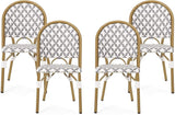 Christopher Knight Home Darcy Outdoor French Bistro Chair (Set of 4), Gray + White + Bamboo Print Finish - Photo 1