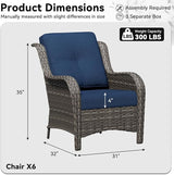 6 Piece Outdoor Wicker Patio Furniture Set, Patio Chairs Set with Thickened Olefin Cushions, High Back and Deep Seating - Photo 2