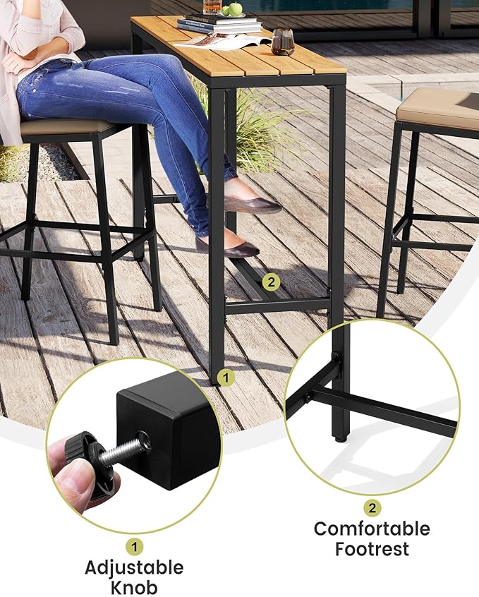 Crestlive Products Outdoor Bar Table, 63'' Rectangle Patio Counter Height Table High Pub (Brown)