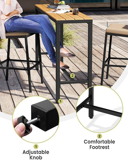 Crestlive Products Outdoor Bar Table, 63'' Rectangle Patio Counter Height Table High Pub (Brown)