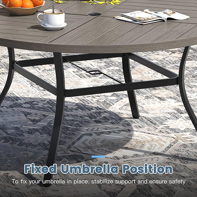 DIFY 53.1" Round Outdoor Patio Dining Table for 6-8 - Photo 6