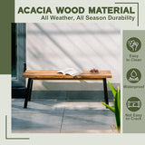 Solid Wood Bench - Minimalist Design, Acacia Wood Construction, Natural top-Black Leg Color, Versatile for Entryway - Photo 6