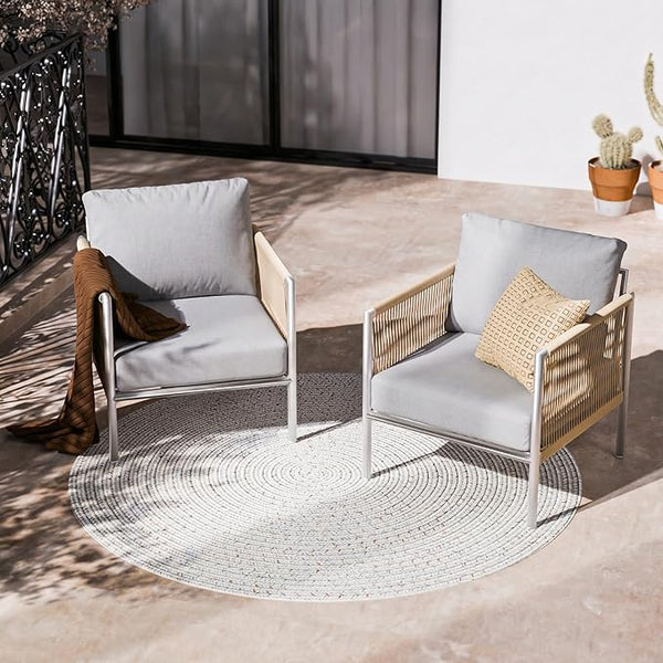 ZANDOR Aluminum Outdoor Patio Furniture 2 Pcs Armchair - Photo 1